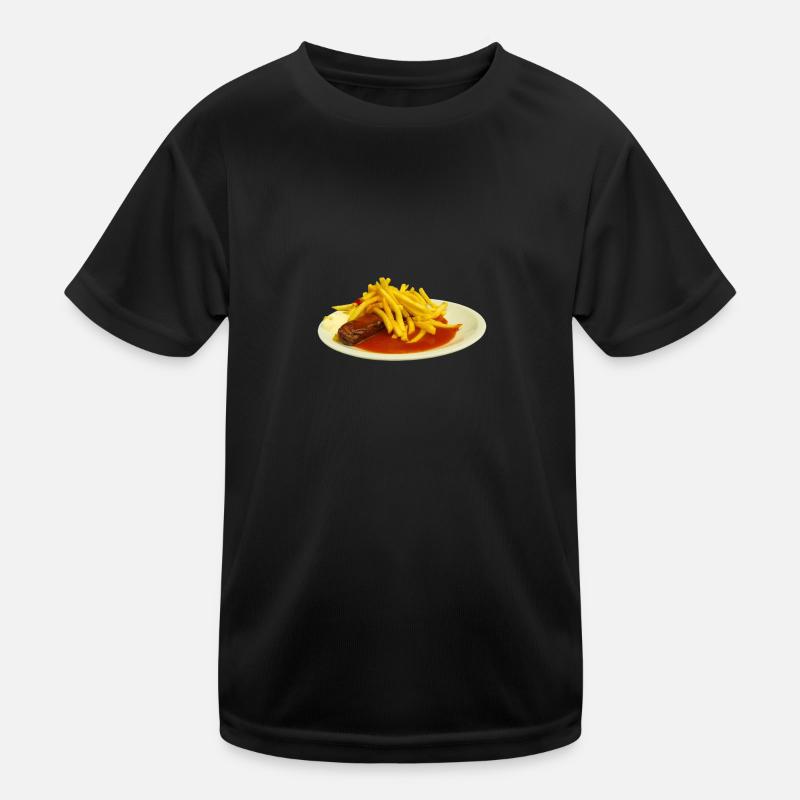 Currywurst mit Pommes Kinder Funktions-T-Shirt