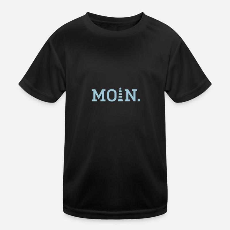 Moin mit Leuchtturm - Kinder Funktions-T-Shirt - Schwarz