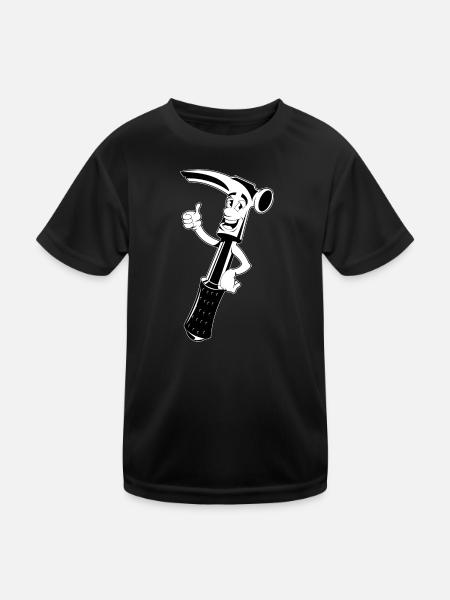 Hammer Cartoon - Kinder Funktions-T-Shirt - Schwarz - Vorne