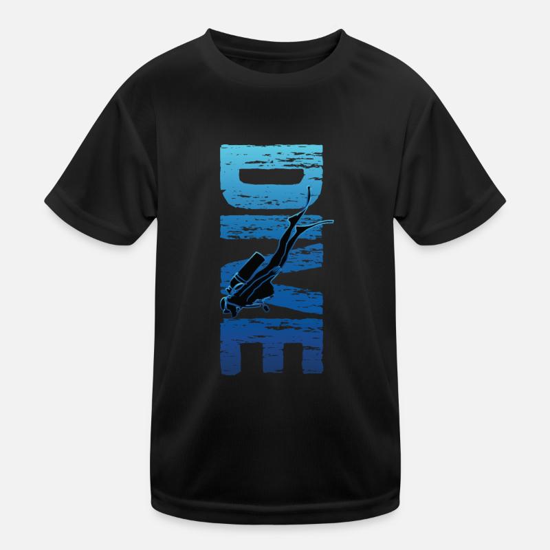 Tauchen Vertikaler Text Vintage Scuba Diver Kinder Funktions-T-Shirt