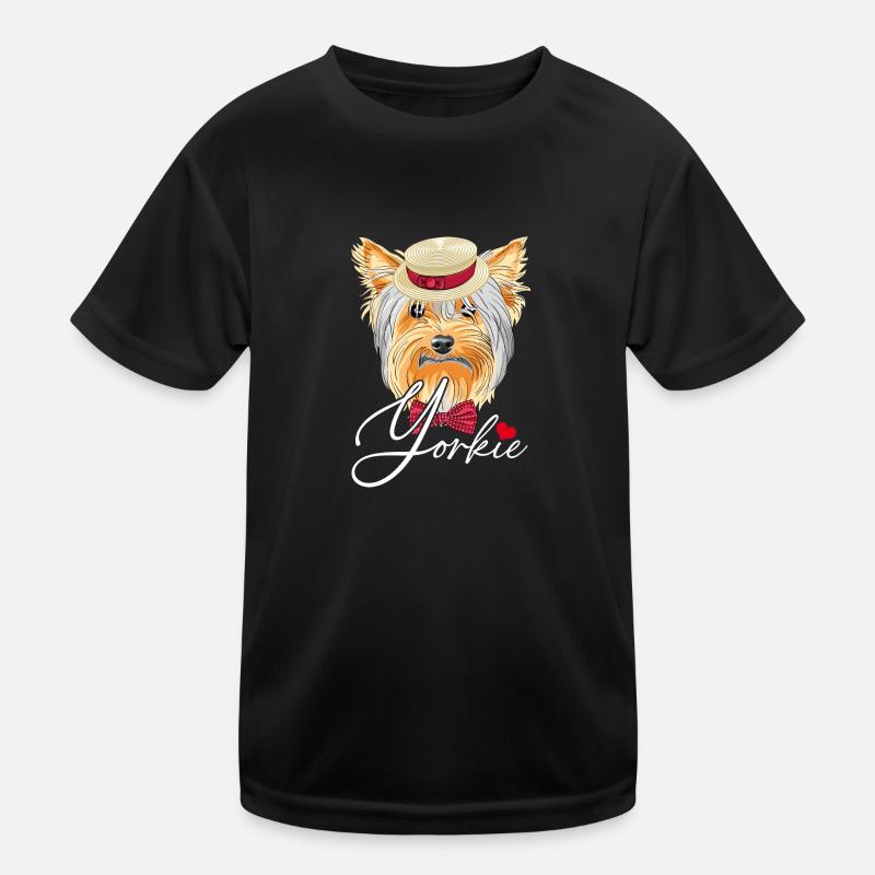 Lustiger Yorkie mit Hut Yorkshire Terrier Kinder Funktions-T-Shirt