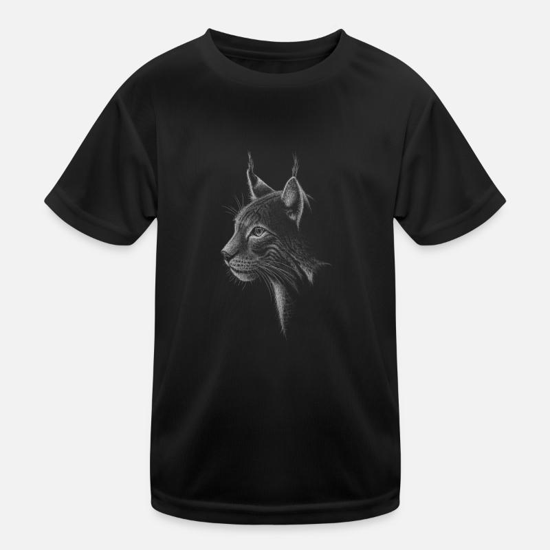 Lynx Doodle Art chat sauvage Illustration T-shirt sport Enfant