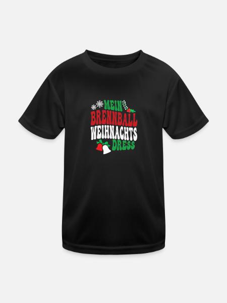 Weihnachten Brennball Spielerin Brennballspielerin - Kinder Funktions-T-Shirt - Schwarz - Vorne