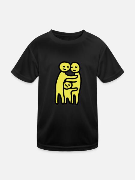 Familie Umarmung - Kinder Funktions-T-Shirt - Schwarz - Vorne