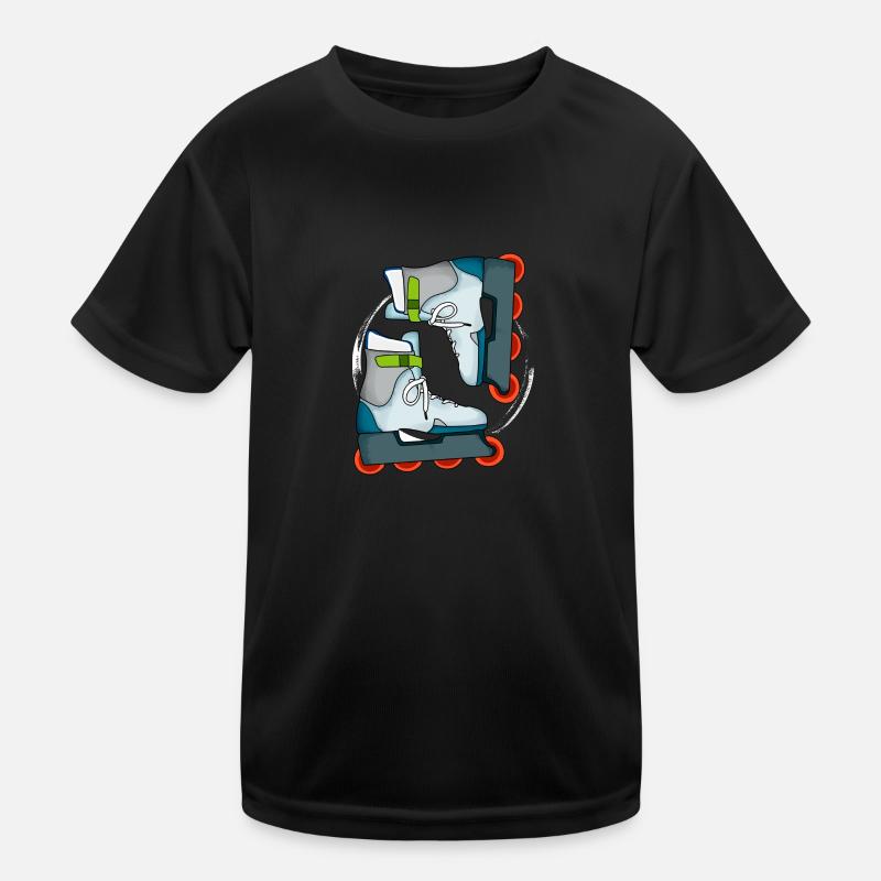 Inline Skates Skater Logo - Kinder Funktions-T-Shirt - Schwarz