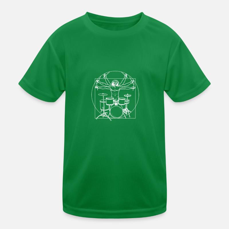 Drummer drums Da Vinci drummer Kids Functional T-Shirt