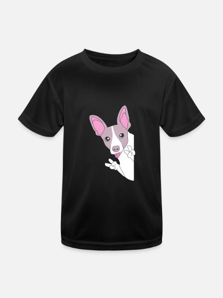 Rat Terrier - Kinder Funktions-T-Shirt - Schwarz - Vorne