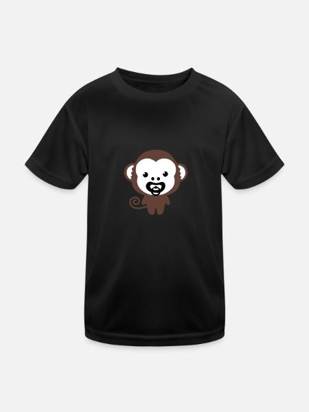 baby monkey soother, Schnulleraffe - Kinder Funktions-T-Shirt - Schwarz