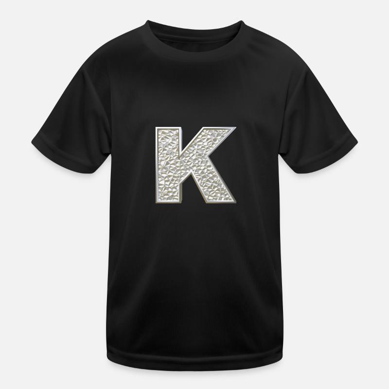 K, letter, letter K, initial, initial K, monogram, Kids Functional T-Shirt