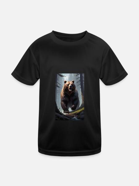 Bear | Brown Bear | Grizzly Bear | Animals - Kids Functional T-Shirt - black - Front