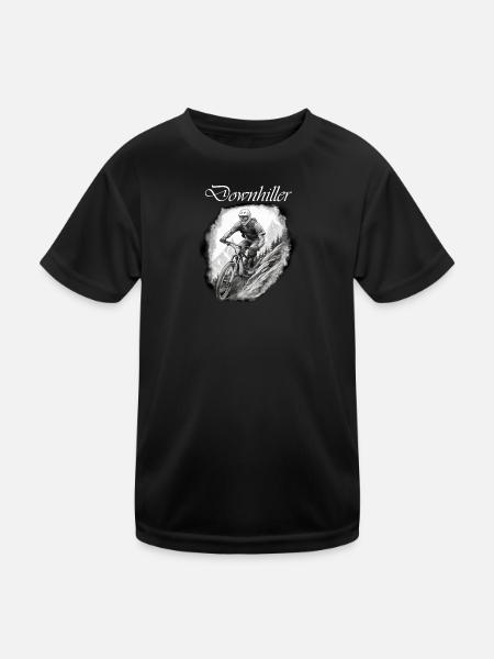 Downhiller white - Kids Functional T-Shirt - black - Front
