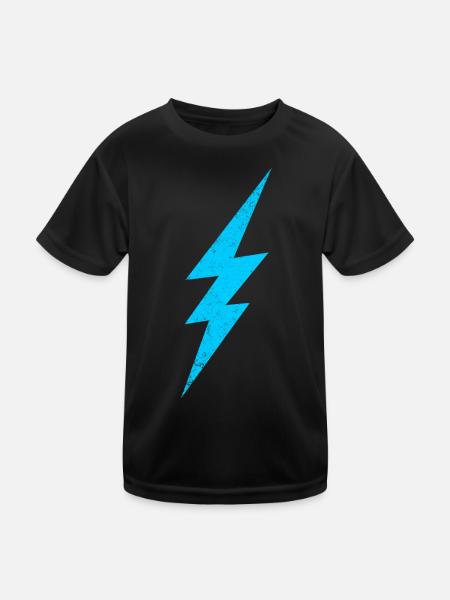Blitz Energie Design - Kinder Funktions-T-Shirt - Schwarz