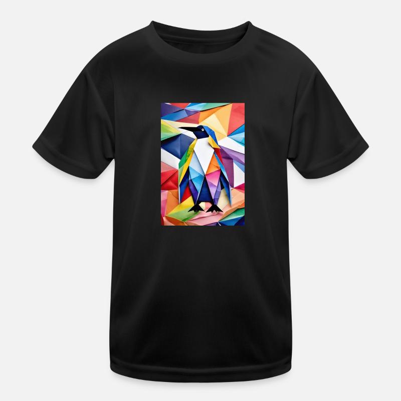 Rainbow Origami Penguin Kids Functional T-Shirt