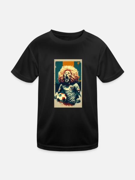 Löwe - Kinder Funktions-T-Shirt - Schwarz - Vorne
