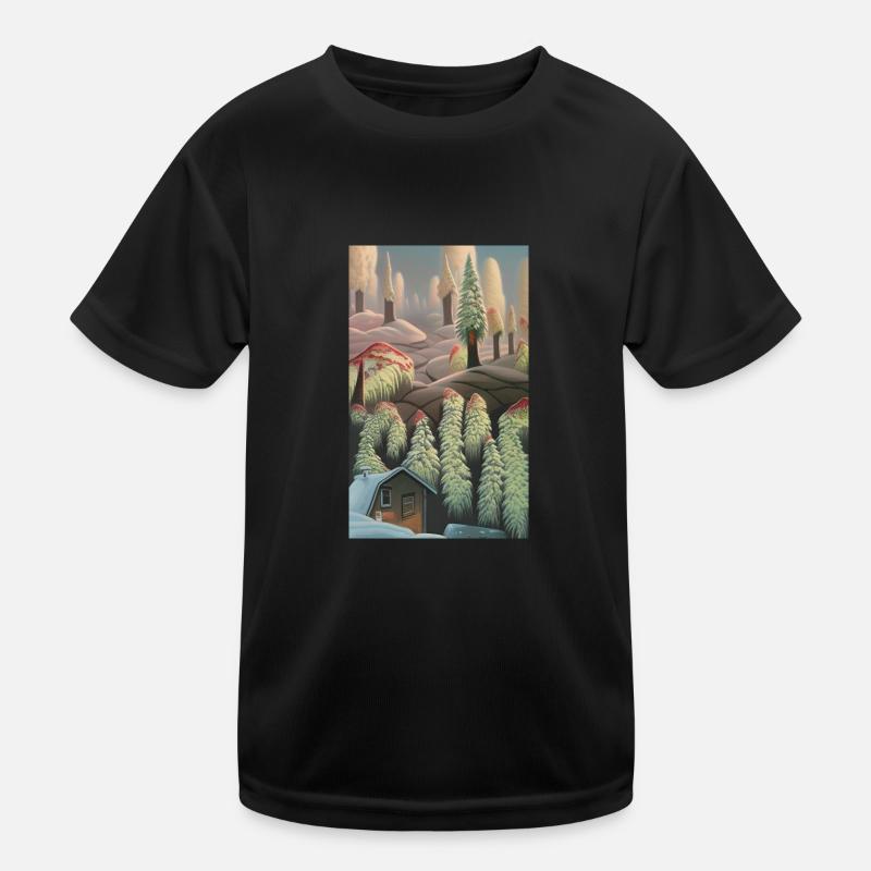 Fantasie-Winterlandschaft Schnee Kinder Funktions-T-Shirt
