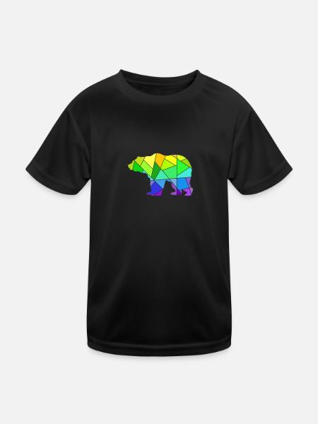 Figures géométriques colorées de l’ours - T-shirt sport Enfant - noir - Devant