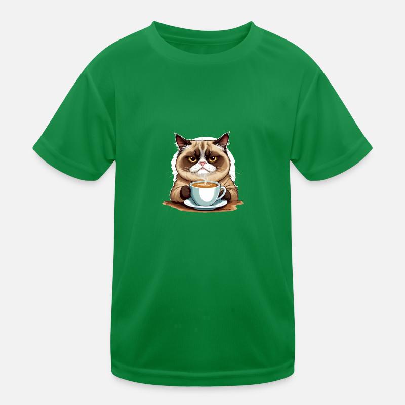 Grumpy Morning Cat Kids Functional T-Shirt