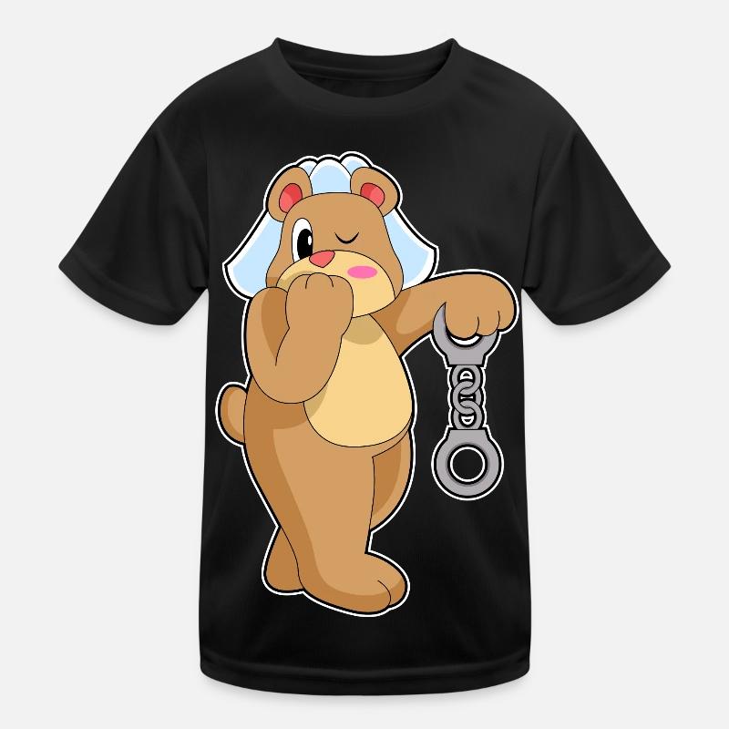 Bär Braut Handschellen Hochzeit Kinder Funktions-T-Shirt