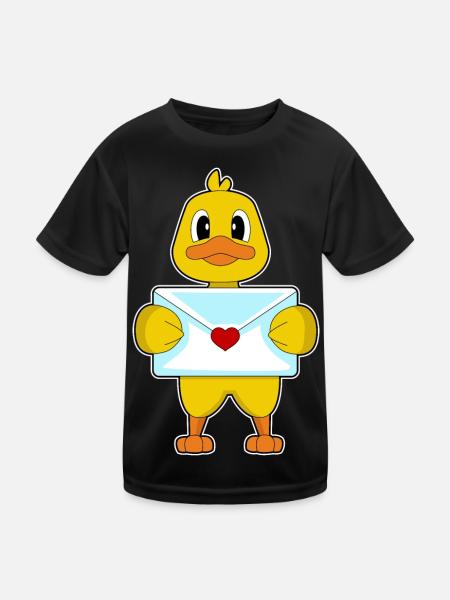 Ente Liebesbrief - Kinder Funktions-T-Shirt - Schwarz - Vorne