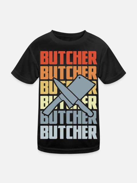 Retro Metzger - Kinder Funktions-T-Shirt - Schwarz - Vorne