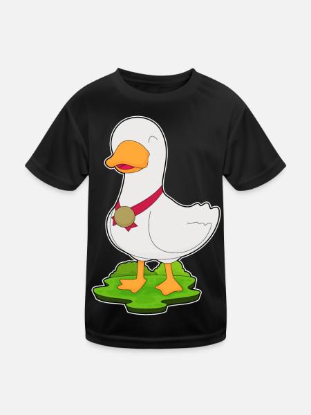 Ente Medaille - Kinder Funktions-T-Shirt - Schwarz - Vorne