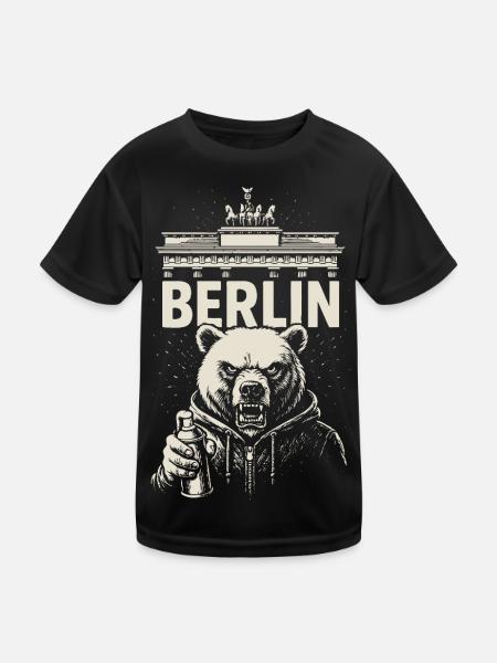 Berlin Rebell - Kinder Funktions-T-Shirt - Schwarz - Vorne