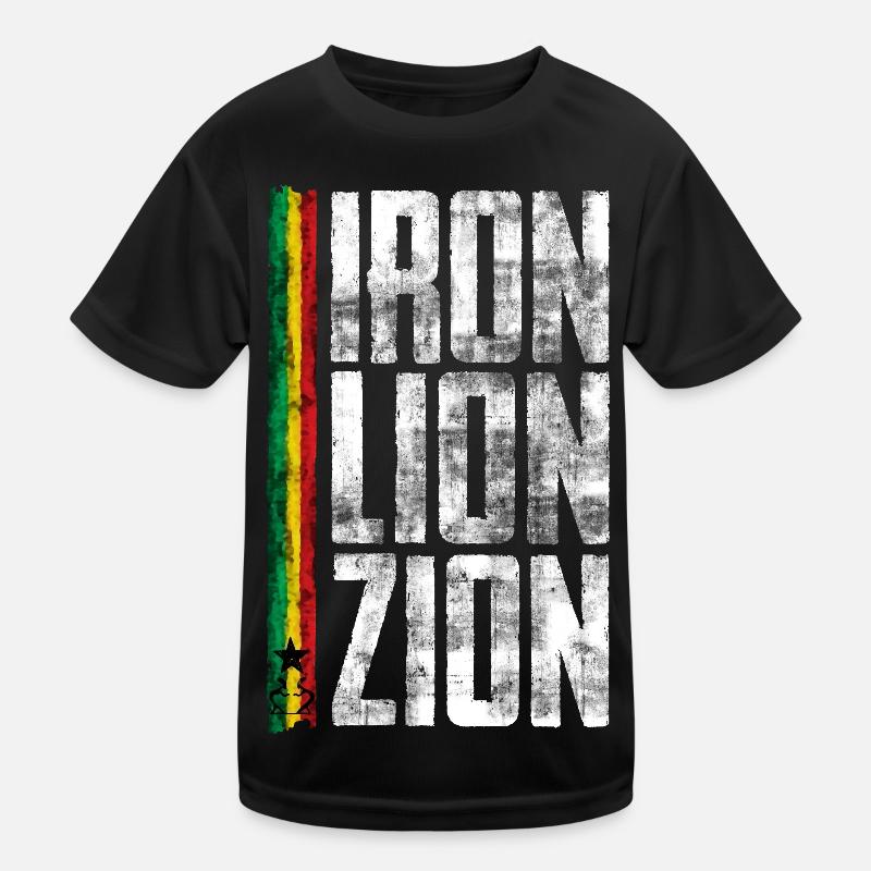 Iron Lion Rastafari Design - Kinder Funktions-T-Shirt - Schwarz