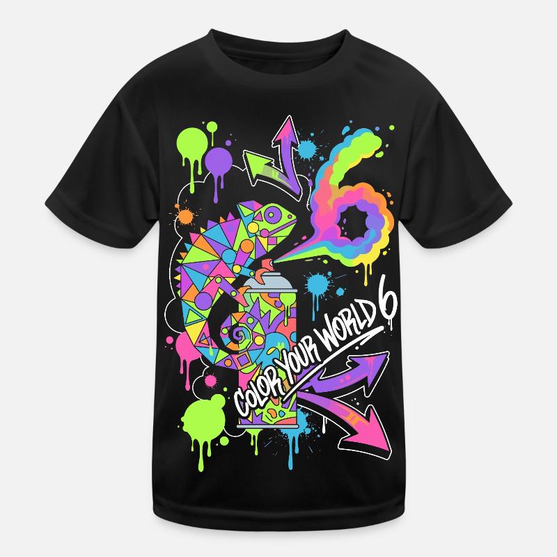 Color Your World 6 Chamäleon Kinder Funktions-T-Shirt