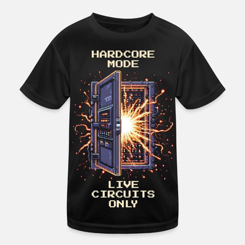Hardcore: Nur unter Spannung | Elektriker Kinder Funktions-T-Shirt