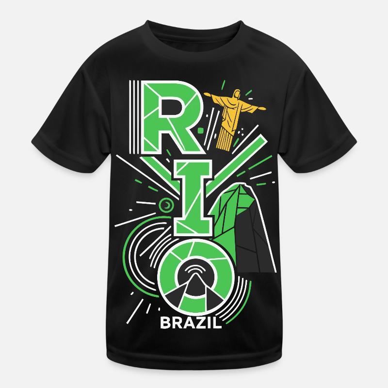 Rio de Janeiro Brazil Skyline Kids Functional T-Shirt