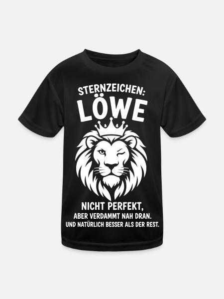 Sternzeichen Löwe Geschenk lustig lustiger Spruch - Kinder Funktions-T-Shirt - Schwarz - Vorne