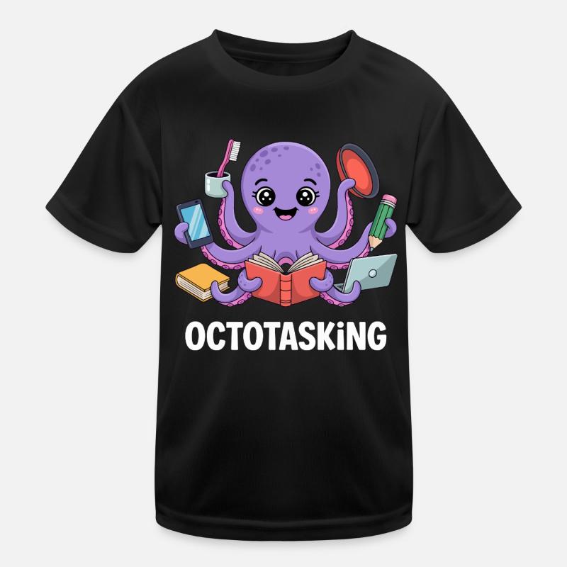 Octotasking Krake im Multitasking Modus Kinder Funktions-T-Shirt