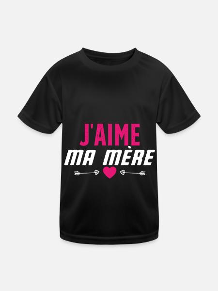 J’aime ma mère fête des mères - T-shirt sport Enfant - noir - Devant