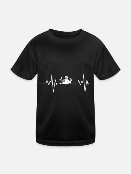 Bowling Kugel Bowler Geschenk Herzschlag Bowling - Kinder Funktions-T-Shirt - Schwarz - Vorne
