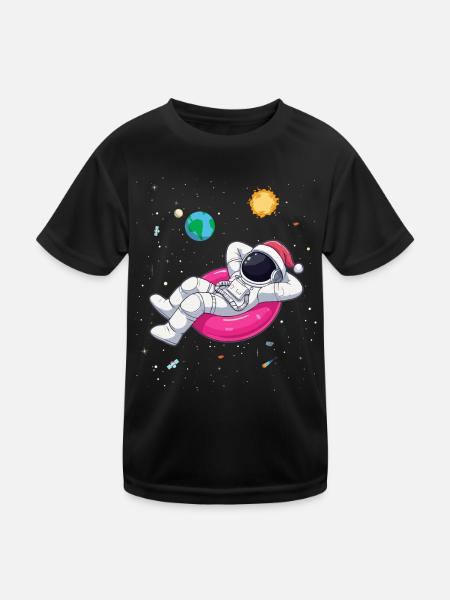 Weihnachts-Astronaut entspannt im All - Kosmische - Kinder Funktions-T-Shirt - Schwarz - Vorne