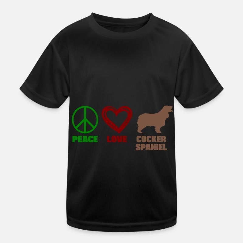 Chocolate Cocker Spaniel Mom Peace Love Kids Functional T-Shirt