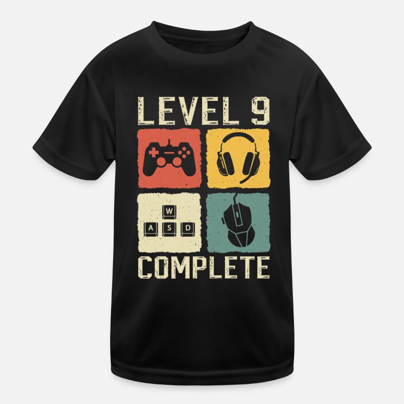 9th Birthday Level 9 Complete Gamer 9 Years Kids Functional T-Shirt