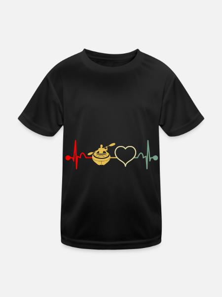 Kayak Kayaker Heartbeat Vintage for Baby - Kids Functional T-Shirt - black - Front