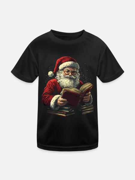 Weihnachtsmann Frauen Männer Kinder Weihnachten - Kinder Funktions-T-Shirt - Schwarz - Vorne