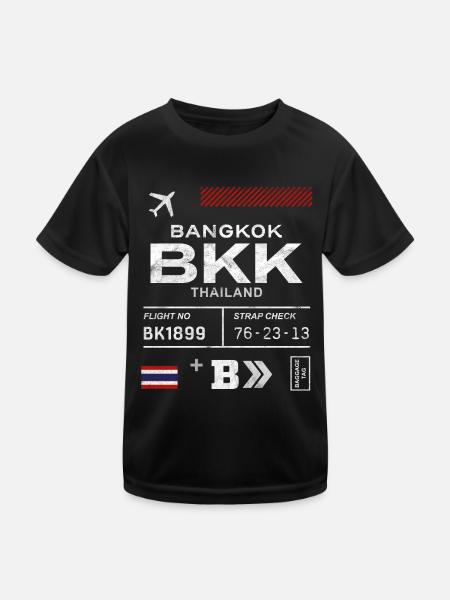 Bangkok airport tag - Kids Functional T-Shirt - black - Front