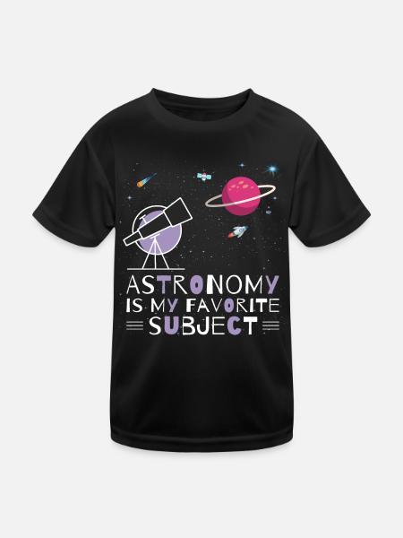 Astronomie, mein Lieblingsthema, Weltraumteleskop - Kinder Funktions-T-Shirt - Schwarz - Vorne