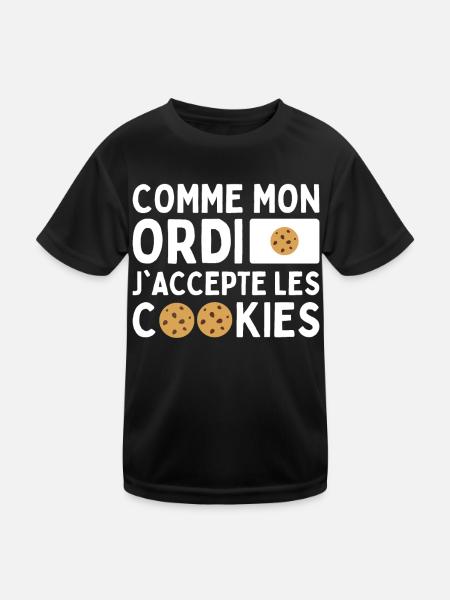Comme Mon Ordi J'accepte Les Cookies Humour Geek - T-shirt sport Enfant - noir - Devant