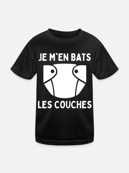 Je M'en Bats Les Couches Humour Papa Drôle Maman - T-shirt sport Enfant - noir - Devant