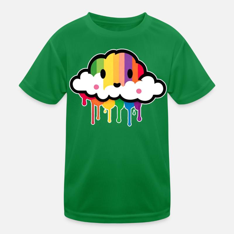 Cute Cloud Raining Rainbow Colors Kids Functional T-Shirt