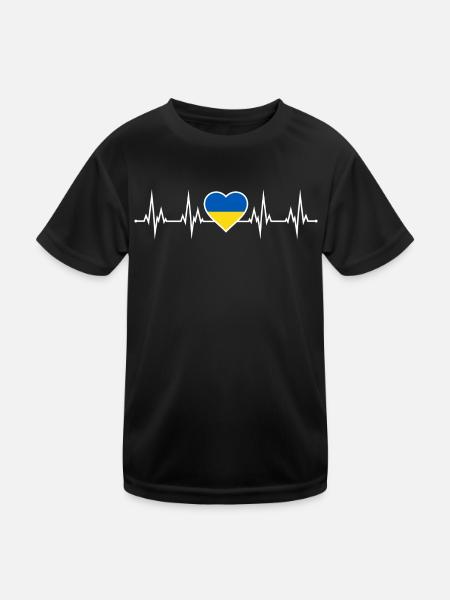 Ukraine Heartbeat - Kids Functional T-Shirt - black
