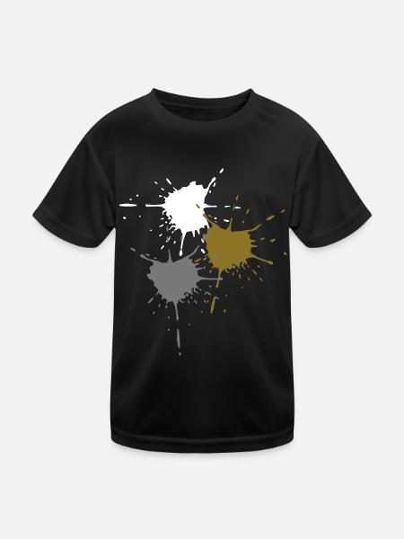 Farbkleckse 3 Grundfarben - V3 - Kinder Funktions-T-Shirt - Schwarz