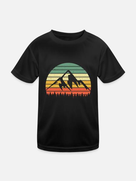 Mountains Vintage Retro Hiking - Kids Functional T-Shirt - black - Front