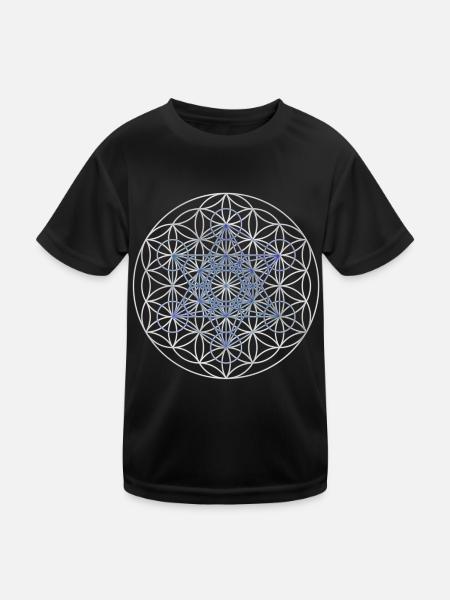 Metatron's Cube - Flower of Life - Kids Functional T-Shirt - black - Front