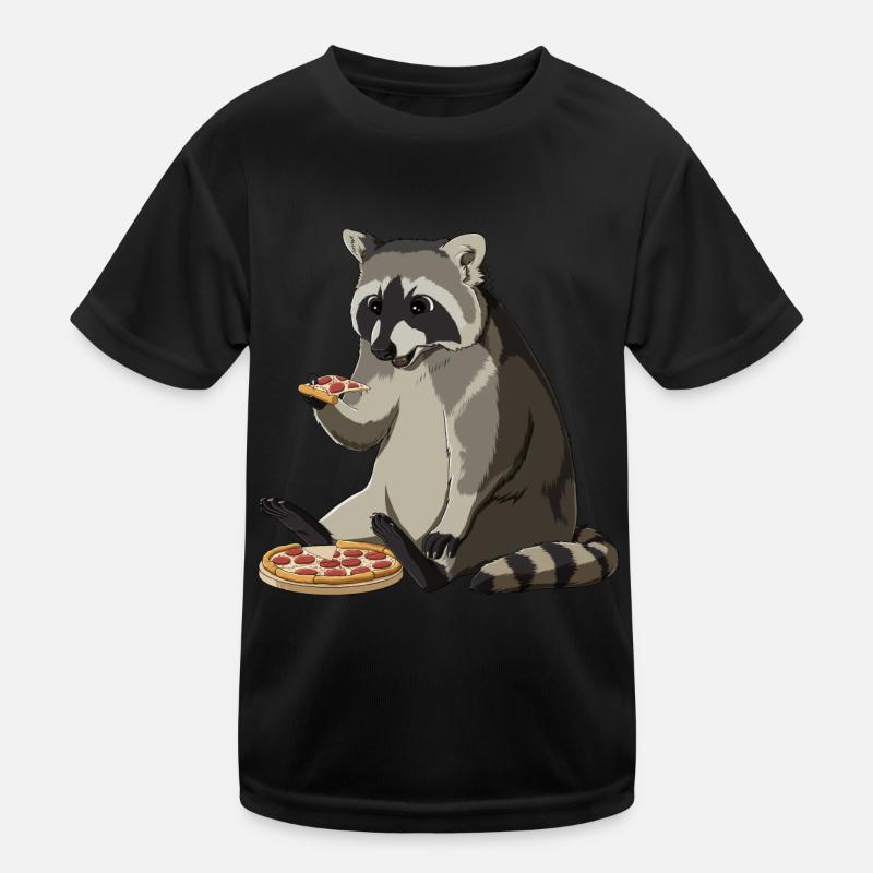 Waschbär isst Pizza Kinder Funktions-T-Shirt