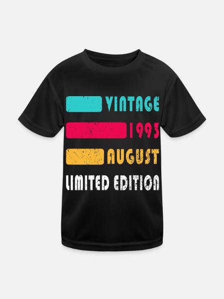 Août 1993 Anniversaire Août 1993 Août - T-shirt sport Enfant - noir - Devant
